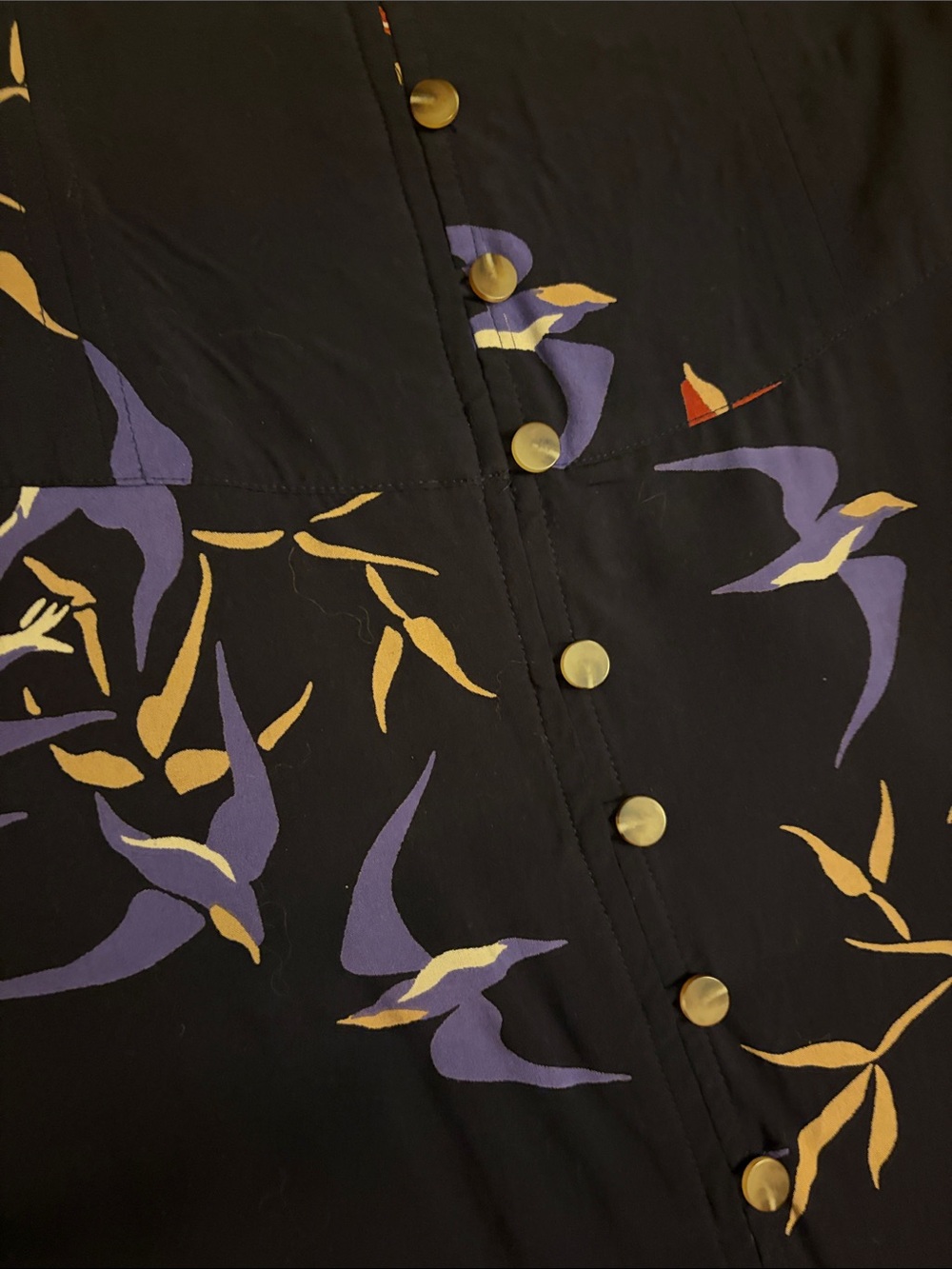 Maeve Navy Maxi Skirt with Purple and Gold Floral Print - Picture 2 of 3